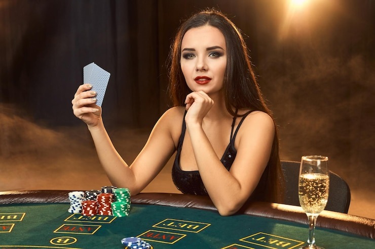 gorgeous woman play poker